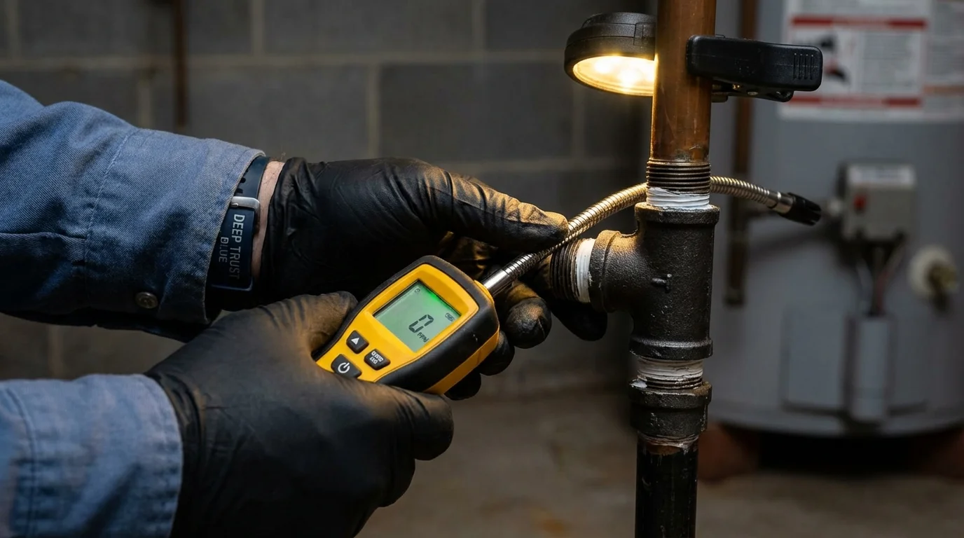 Gas leak detection with electronic sniffer by Johns Plumbing LLC in Edwardsville