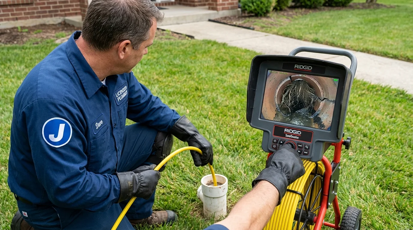 Sewer camera inspection being performed by Johns Plumbing LLC in Edwardsville