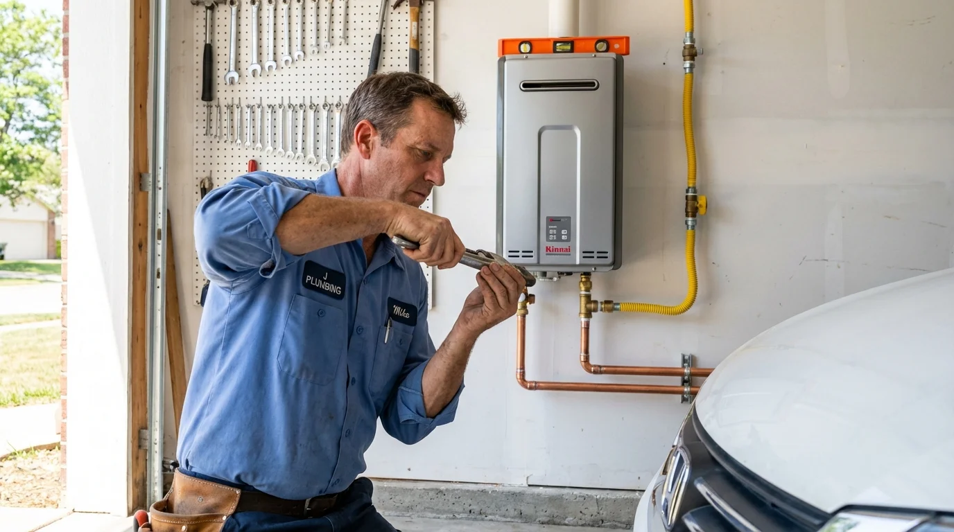 Tankless water heater installation by a Johns Plumbing LLC plumber in Edwardsville
